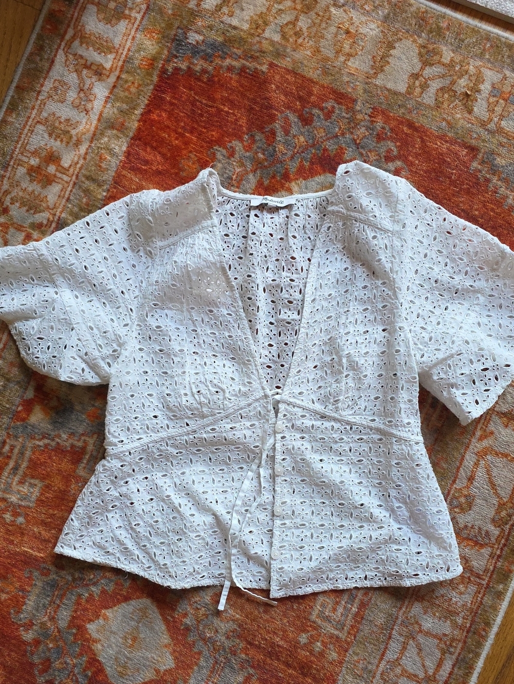 Madewell 100% Cotton White Eyelet Blouse